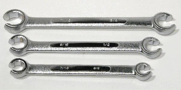 3 Pc Sae Flare Nut Wrench Set
